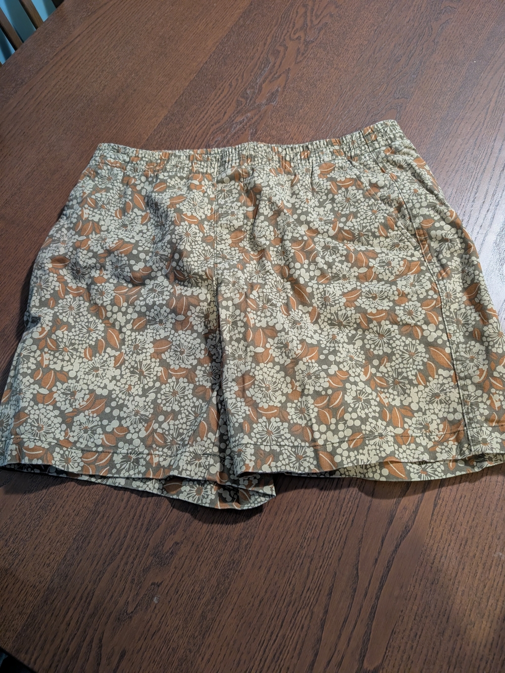 Lands' End Floral Print Bermuda Shorts - Brown & Cream